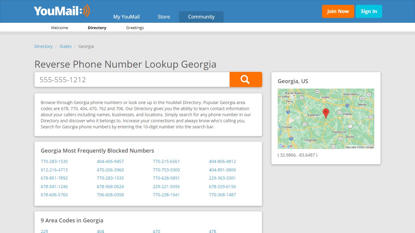 Georgia Phone Numbers - Reverse Phone Number Lookup GA | YouMail